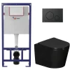 Swiss Aqua Technologies Pack WC bâti-support léger 112 cm ECO 2L + WC suspendu Ceramia + plaque noir mat (STECE14BMT01-FR)