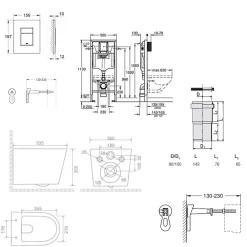 Grohe Pack WC bâti-support Rapid SL + WC suspendu sans bride + abattant SoftClose + plaque chrome, blanc (RAPIDSL-CETOR)