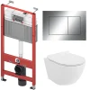 Wc Suspendu|Badland Pack WC Bâti-support TECEbase + WC Rolo blanc + tapis d'isolation acoustique + plaque chrome