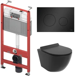 Badland Pack WC Bâti-support TECEbase + WC Rolo noir + tapis d'isolation acoustique + plaque noir