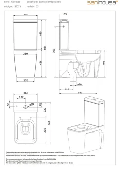 Wc À Poser|Sanindusa Pack WC Compact caréné blanc ADVANCE 61,5x36,5 chasse d'eau par le coté, évacuation arrière ou dessous, abattant inclus