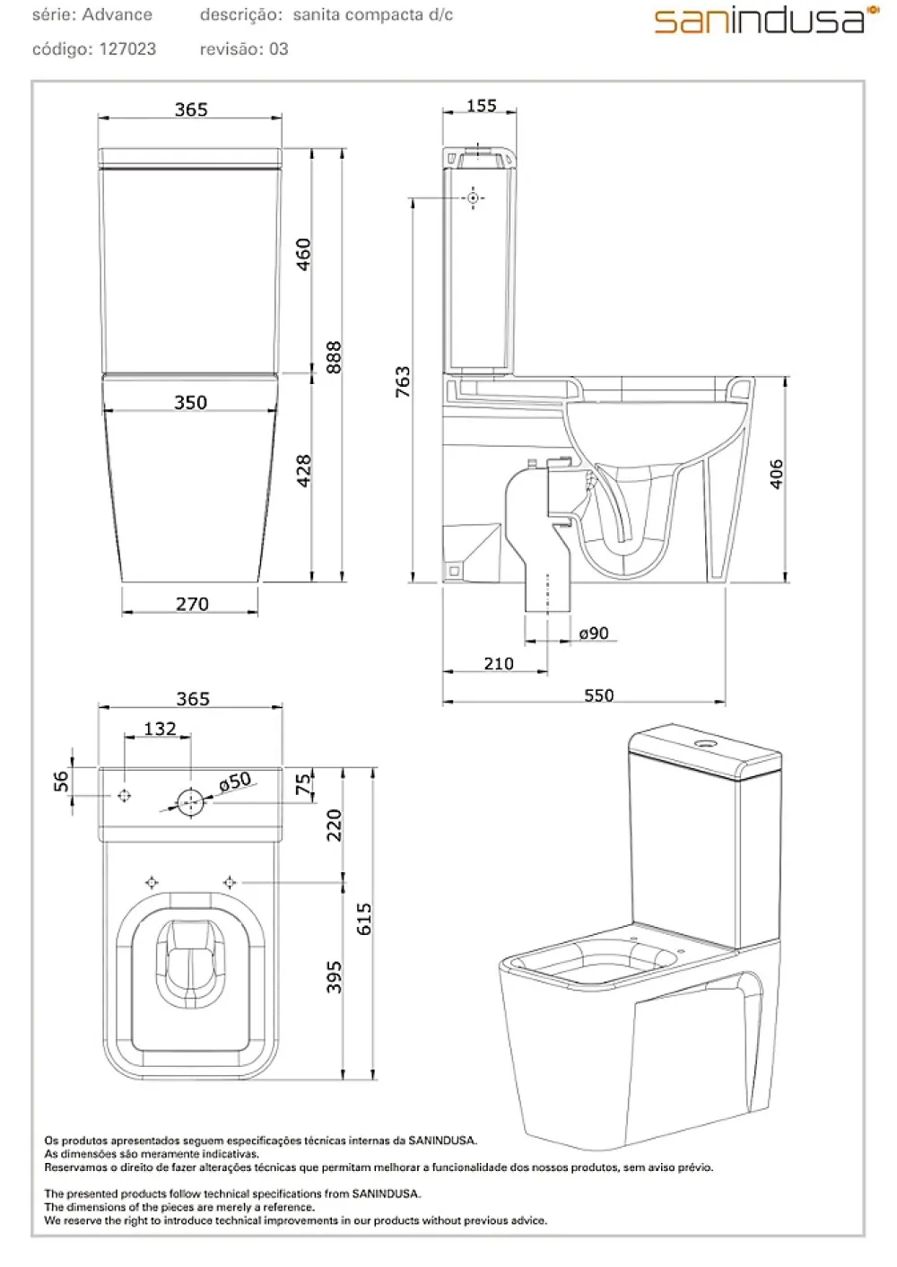 Wc À Poser|Sanindusa Pack WC Compact caréné blanc ADVANCE 61,5x36,5 chasse d'eau par le coté, évacuation arrière ou dessous, abattant inclus
