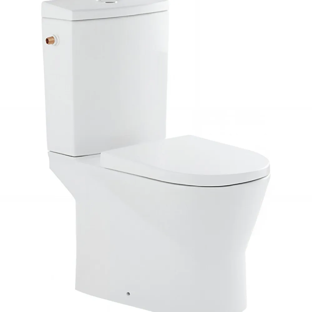 Sanindusa Pack WC cuvette+réservoir+abattant frein de chute+fixations caréné évacuation arrière alim. chasse d'eau par le côté blanc