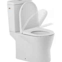 Sanindusa Pack WC cuvette+réservoir+abattant+fixations caréné évacuation par dessous alim. chasse par le côté abattant frein de chute blanc