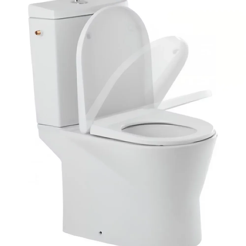 Sanindusa Pack WC cuvette+réservoir+abattant+fixations caréné évacuation par dessous alim. chasse par le côté abattant frein de chute blanc