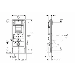 Wc Suspendu|Geberit Pack WC UP320 + Cuvette sans bride Mesto Square + Plaque Sigma Blanc