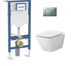 Geberit Pack WC UP320 + Cuvette sans bride Mesto Square + Plaque Chromé Mat
