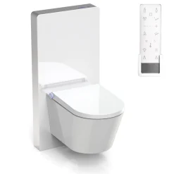 Bernstein Pack WC japonais + Module sanitaire Blanc, Toilettes lavant + télécommande, séchoir chaud, filtre odeurs - 59x38x38cm - Pro+1102