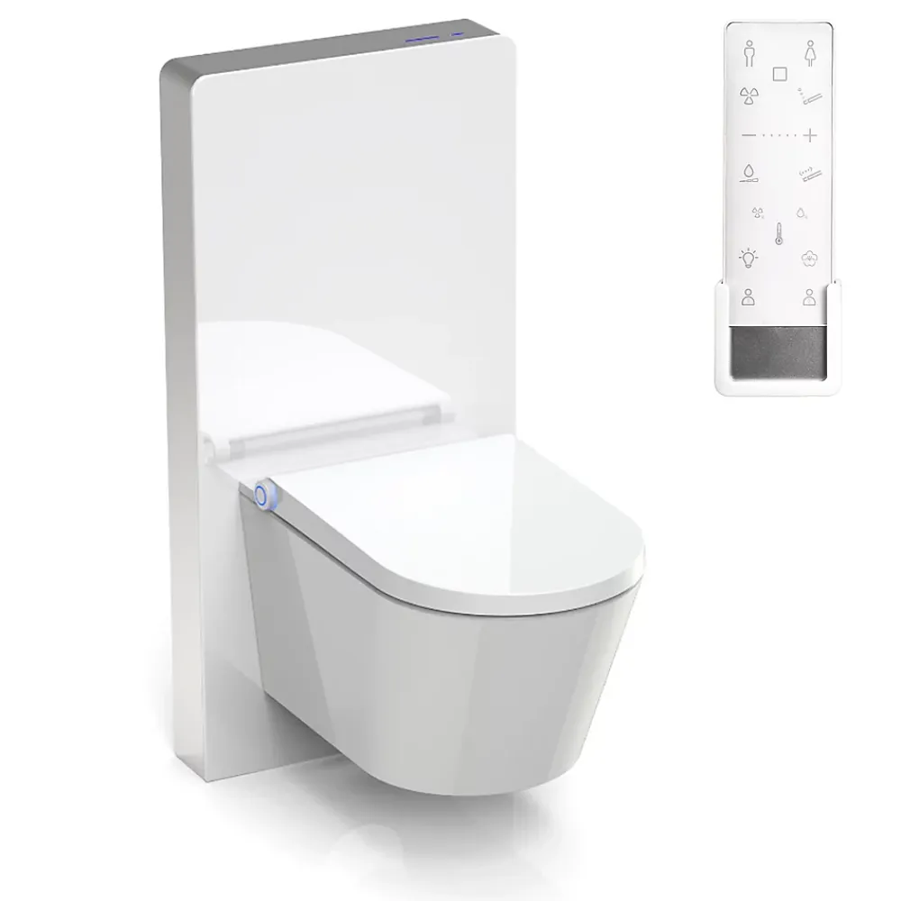 Bernstein Pack WC japonais + Module sanitaire Blanc, Toilettes lavant + télécommande, séchoir chaud, filtre odeurs - 59x38x38cm - Pro+1102