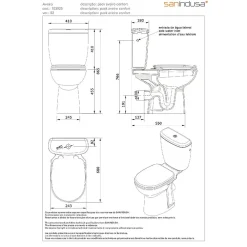 Sanindusa Pack WC PMR normes handicapé Aveiro Confort évacuation arrière alim. chasse d'eau par dessous blanc