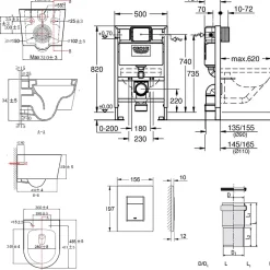 Wc Suspendu|Grohe Pack WC Rapid SL + Cuvette sans bride SAT, fixations invisibles + Plaque Chrome (RapidSL082-SATrimless-1)