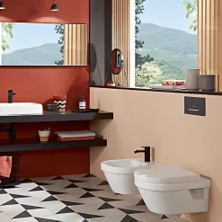 Wc Suspendu|Villeroy & Boch Pack WC sans bride VILLEROY ET BOCH Architectura avec abattant + bâti-support sol et mur Viconnect PRO + plaque chromée brillant