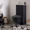Planète Bain Pack WC suspendu avec lave-mains intégré + cuvette gain de place sans bride corolla Noir mat
