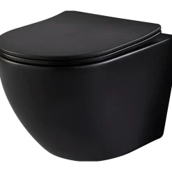 Planète Bain Pack WC suspendu avec lave-mains intégré + cuvette gain de place sans bride corolla Noir mat