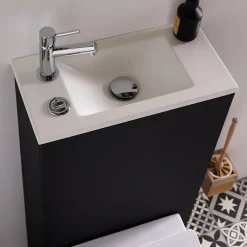Planète Bain Pack WC suspendu avec lave-mains intégré + Cuvette gain de place sans bride corolla