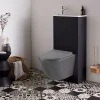 Planète Bain Pack WC suspendu avec lave-mains intégré + Cuvette gain de place sans bride corolla Gris mat