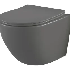 Planète Bain Pack WC suspendu avec lave-mains intégré + Cuvette gain de place sans bride corolla Gris mat