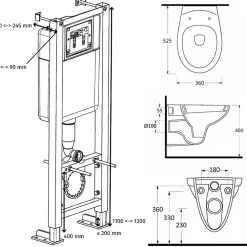 Wc Suspendu|Planète Bain Pack WC suspendu bati Siamp universel + cuvette sans bride Erina