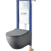 Planète Bain Pack WC suspendu bati siamp universel + cuvette sans bride grise knidos