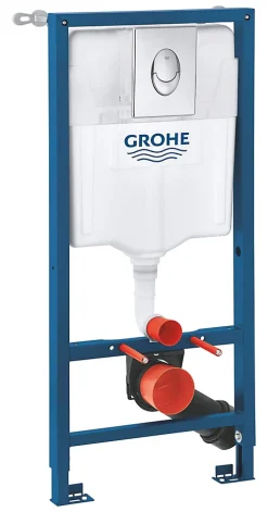 Grohe Pack WC suspendu blanc cuvette sans bride Fuerte et bâti-support sol et mur