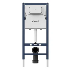 Am.Pm Europe Pack WC suspendu bâti mural et cuvette Plaque Round Blanche Pack WC Bati-support AM.PM X-Joy S