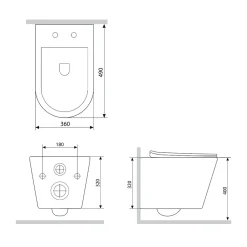 Am.Pm Europe Pack WC suspendu bâti mural et cuvette Plaque Round Blanche Pack WC Bati-support AM.PM X-Joy S