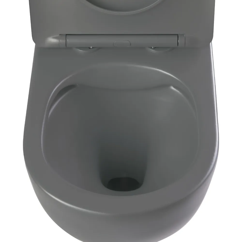Planète Bain Pack WC suspendu gain de place bâti mural verre noir + cuvette sans bride gris mat corolla