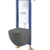 Wc Suspendu|Planète Bain Pack WC suspendu gain de place bâti universel siamp + cuvette sans bride gris mat corolla