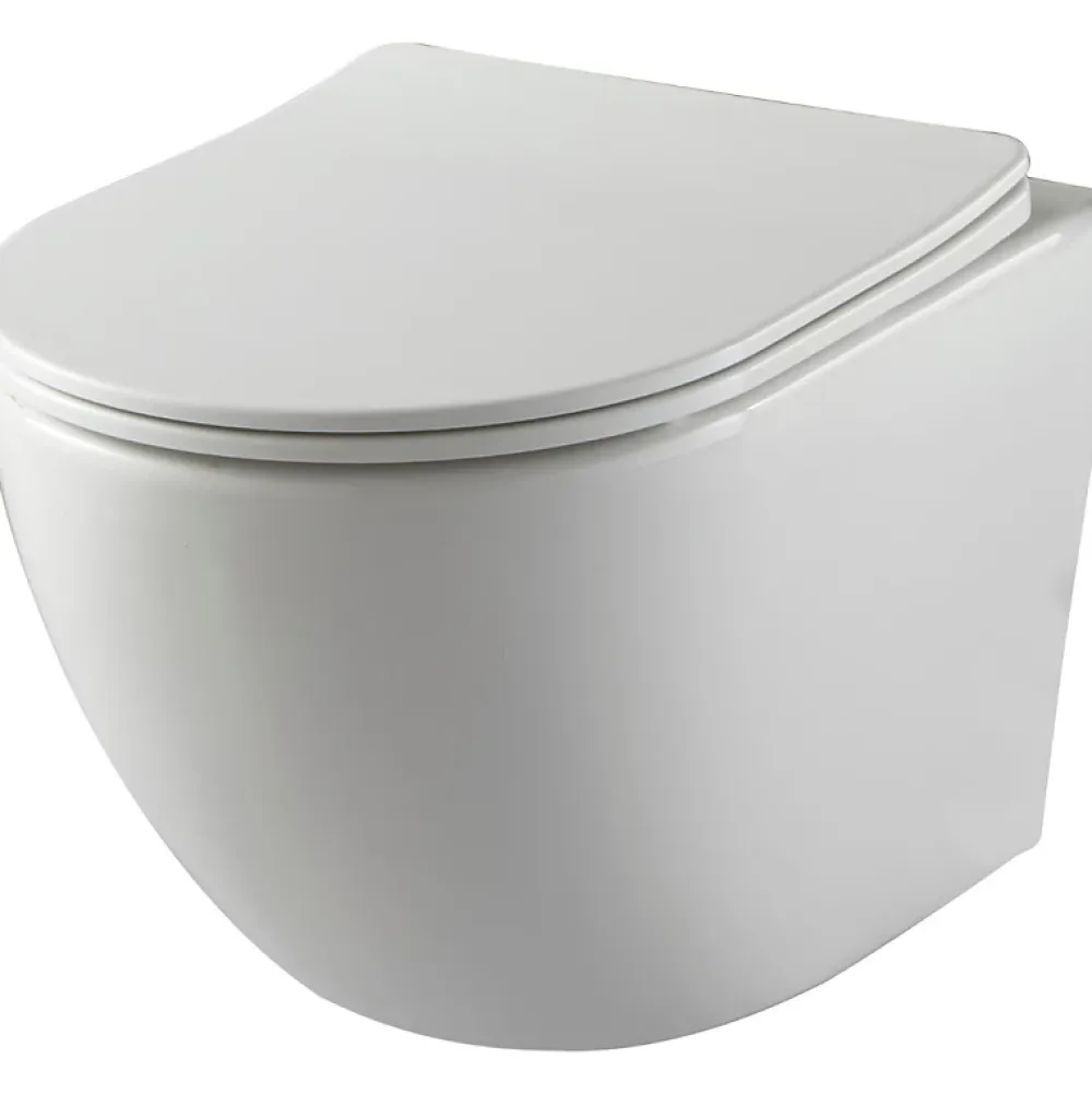Planète Bain Pack WC suspendu gain de place bâti universel Siamp + cuvette sans bride Corolla