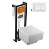 Jacob Delafon Pack WC suspendu Terrace+ bâti-support + plaque Blanc brillant