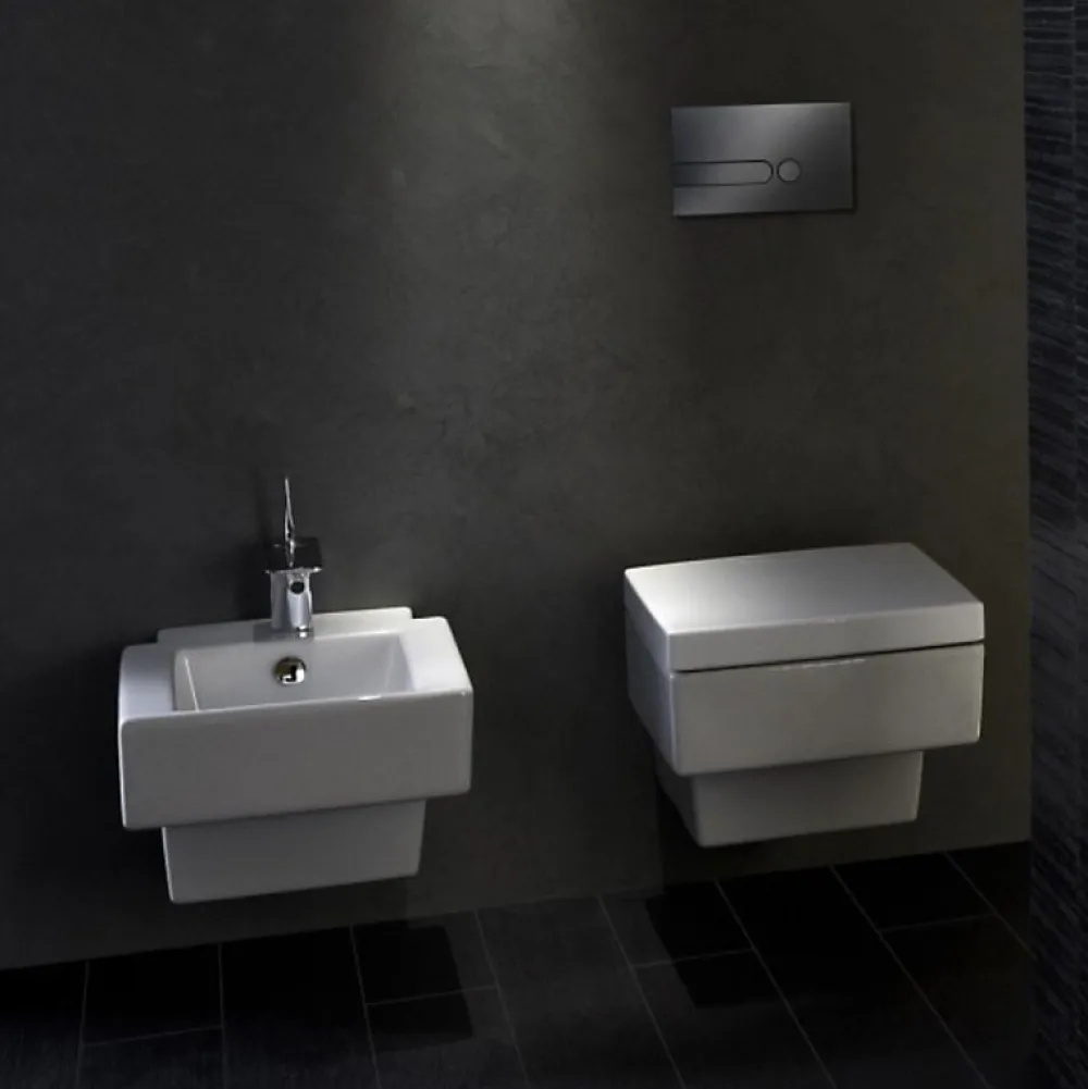 Jacob Delafon Pack WC suspendu Terrace+ bâti-support + plaque Blanc brillant
