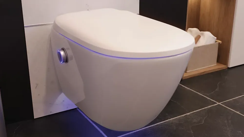 Wc Japonais|SFA Pack WC suspendu lavant avec cuvette sans bride, LED et télécommande, Saniwash