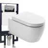 Bernstein Pack WC suspendu NT2039 blanc brillant, abattant Soft-Close avec bâti-support G3008 + plaque de déclenchement noir mat Modèle 4111