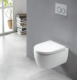 Bernstein Pack WC suspendu NT2039 blanc brillant, abattant Soft-Close avec bâti-support G3008 + plaque de déclenchement noir mat Modèle 4111