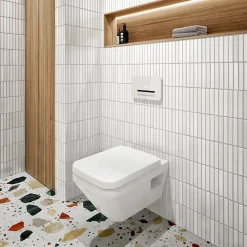 Villeroy & Boch Pack WC suspendu sans bride Architectura Twistflush e3 rectangle + bâti-support sol et mur + plaque noir