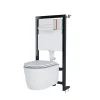 Wc Suspendu|GoodHome Pack WC suspendu sans bride Luvia avec bâti-support sol et mur autoportant Silgo