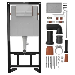 Wc Suspendu|GoodHome Pack WC suspendu sans bride Luvia avec bâti-support sol et mur autoportant Silgo