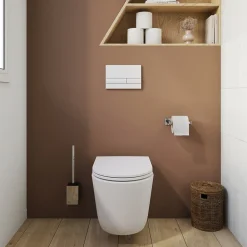 Wc Suspendu|GoodHome Pack WC suspendu sans bride Luvia avec bâti-support sol et mur autoportant Silgo