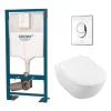 Villeroy & Boch Pack wc suspendu sans bride VILLEROY ET BOCH Subway 2.0 + abattant + plaque chromée + bâti Grohe