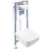 Villeroy & Boch Pack WC suspendu sans bride Architectura Twistflush e3 rectangle+bâti-support sol et mur+plaque chrome brillant