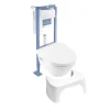 Wc Suspendu|Villeroy & Boch Pack WC suspendu sans bride VILLEROY ET BOCH Architectura Directflush + abattant + plaque blanche + bâti + Tabouret blanc
