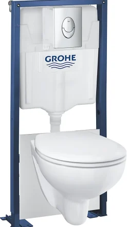 Wc Suspendu|Grohe Pack WC suspendu sans bride sortie horizontale Solido Bau Air