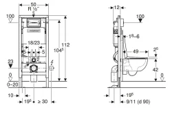 Geberit Pack WC suspendu sans bride, G-500 Design Compact