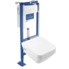 Wc Suspendu|Villeroy & Boch Pack WC suspendu sans bride Architectura Twistflush e3 rectangle + bâti-support ViConnect + plaque blanc