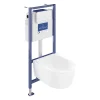 Wc Suspendu|Villeroy & Boch Pack WC suspendu sans bride VILLEROY ET BOCH Avento + Bâti support ViConnect Pro + abattant frein de chute + plaque blanche