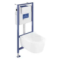 Wc Suspendu|Villeroy & Boch Pack WC suspendu sans bride VILLEROY ET BOCH Avento + Bâti support ViConnect Pro + abattant frein de chute + plaque blanche
