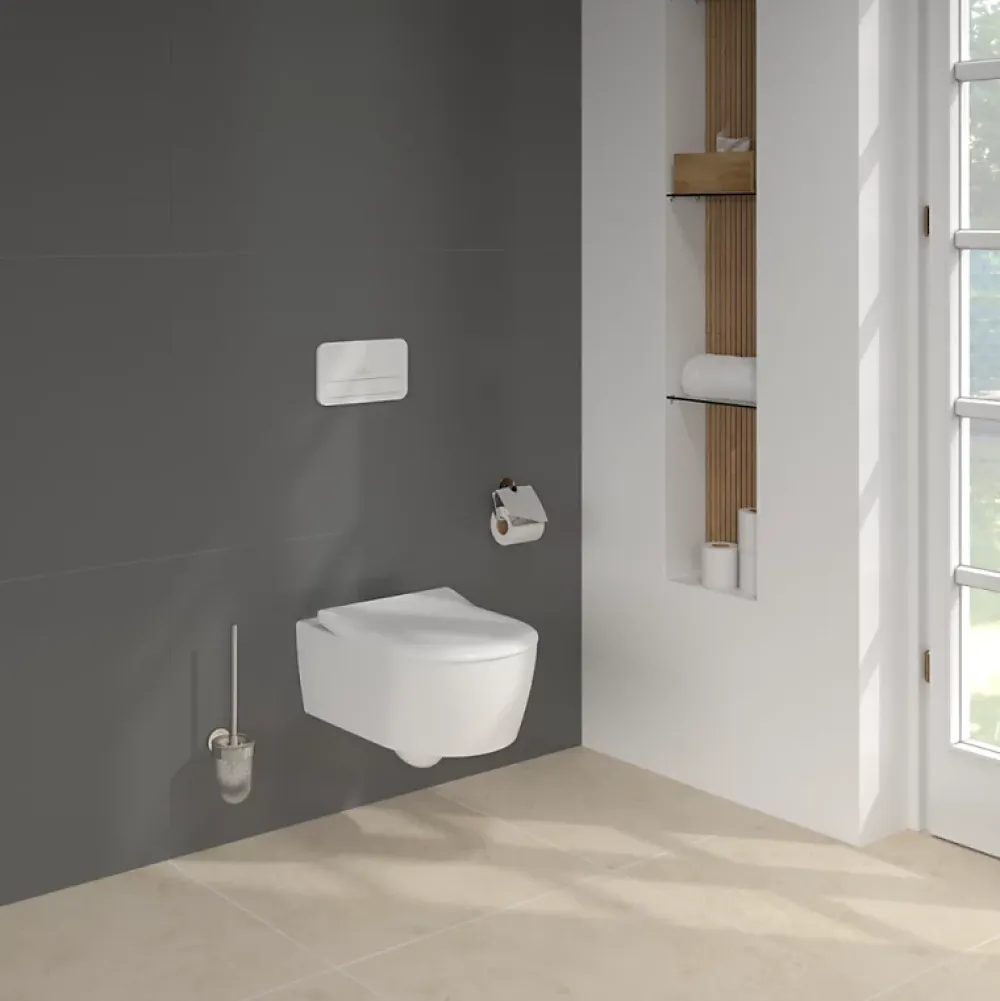 Wc Suspendu|Villeroy & Boch Pack WC suspendu sans bride VILLEROY ET BOCH Avento + Bâti support ViConnect Pro + abattant frein de chute + plaque blanche