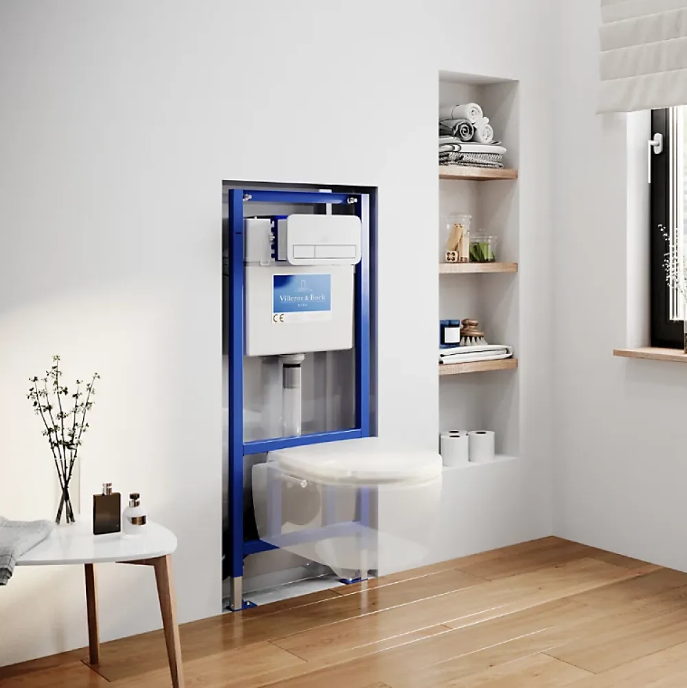 Wc Suspendu|Villeroy & Boch Pack WC suspendu sans bride VILLEROY ET BOCH Avento + Bâti support ViConnect Pro + abattant frein de chute + plaque blanche