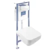 Wc Suspendu|Villeroy & Boch Pack WC suspendu sans bride Architectura Twistflush e3 rectangle + bâti-support sol et mur + plaque blanc