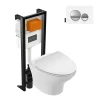 Wc Suspendu|Jacob Delafon Pack WC suspendu sans bride Nouvelle vague + bati support + plaque chromé brillant blanc mat